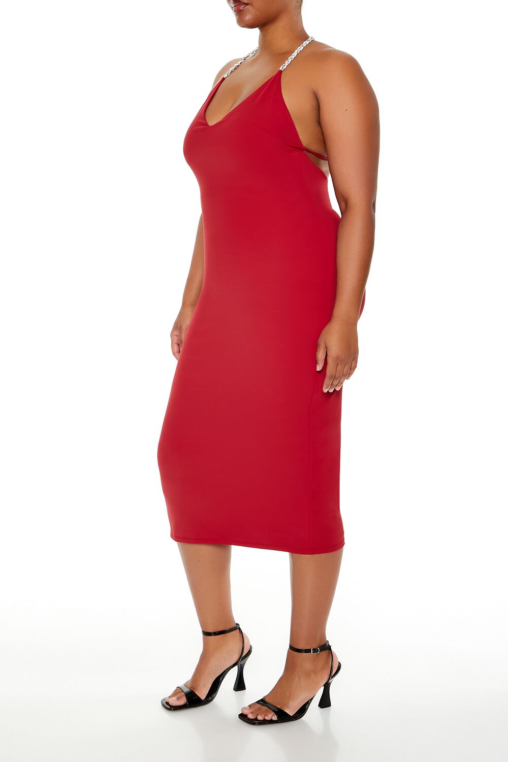 Plus Size Embellished Halter Maxi Dress-Feelings Star