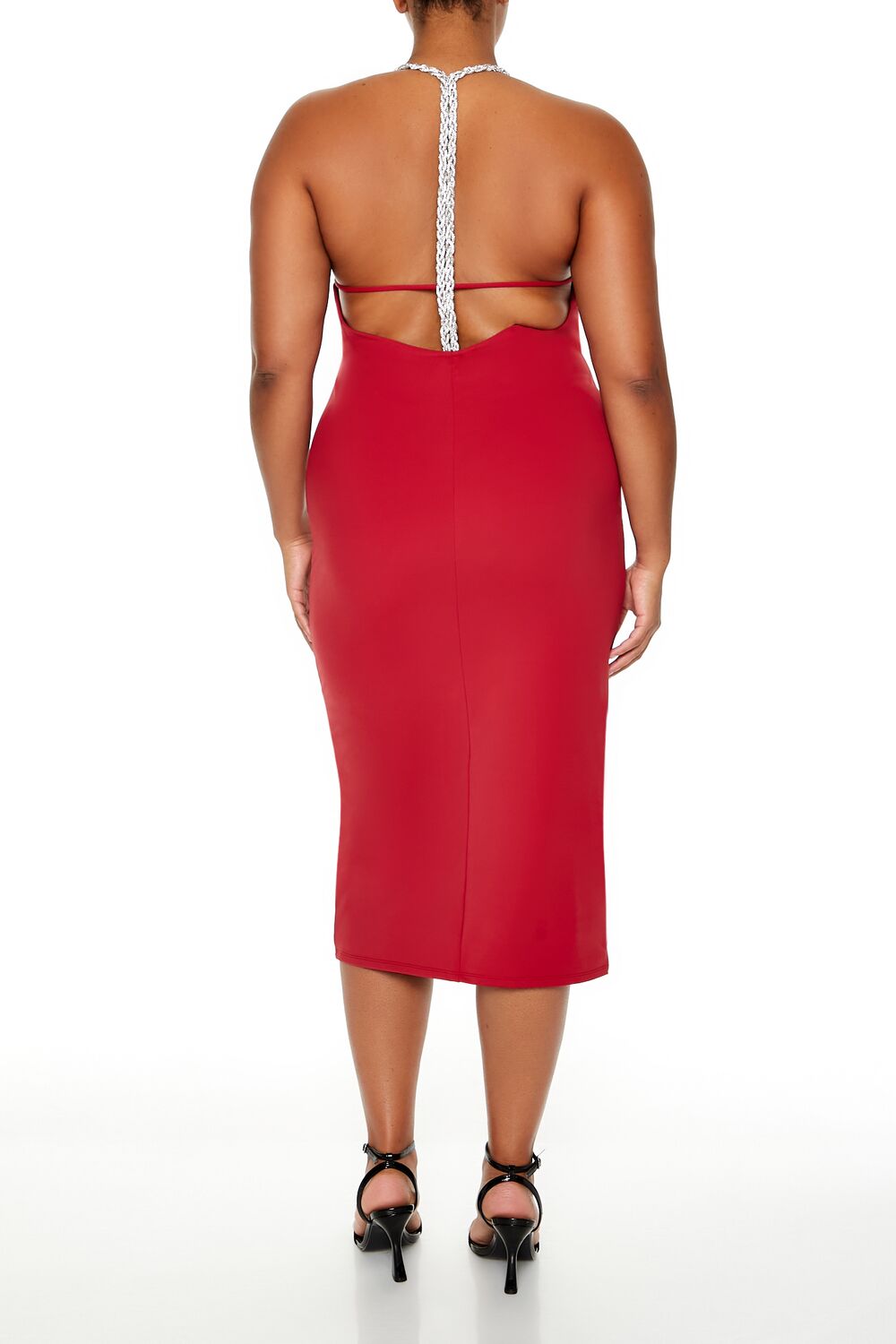 Plus Size Embellished Halter Maxi Dress-Feelings Star