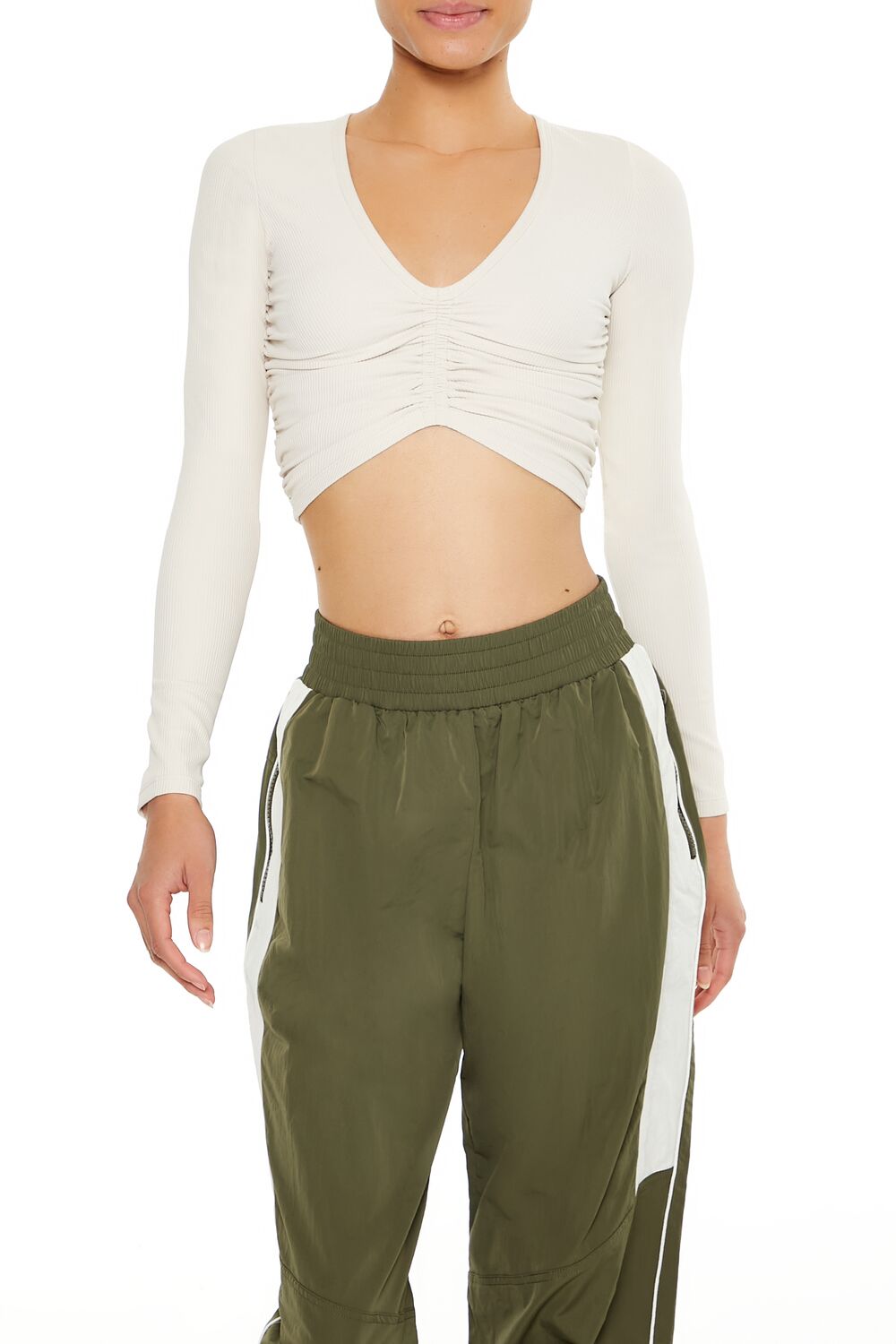 Active Ruched Crop Top-Feelings Star