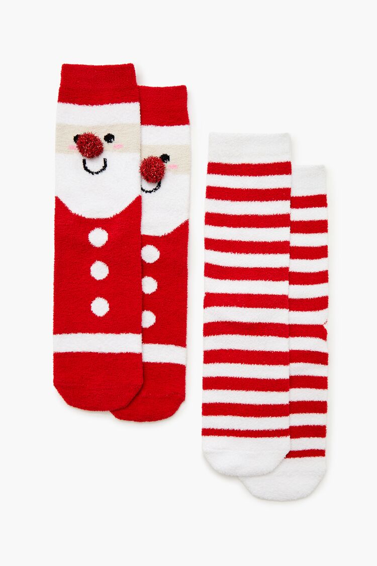 Santa Pom Pom Crew Socks Set - 2 pack-Feelings Star