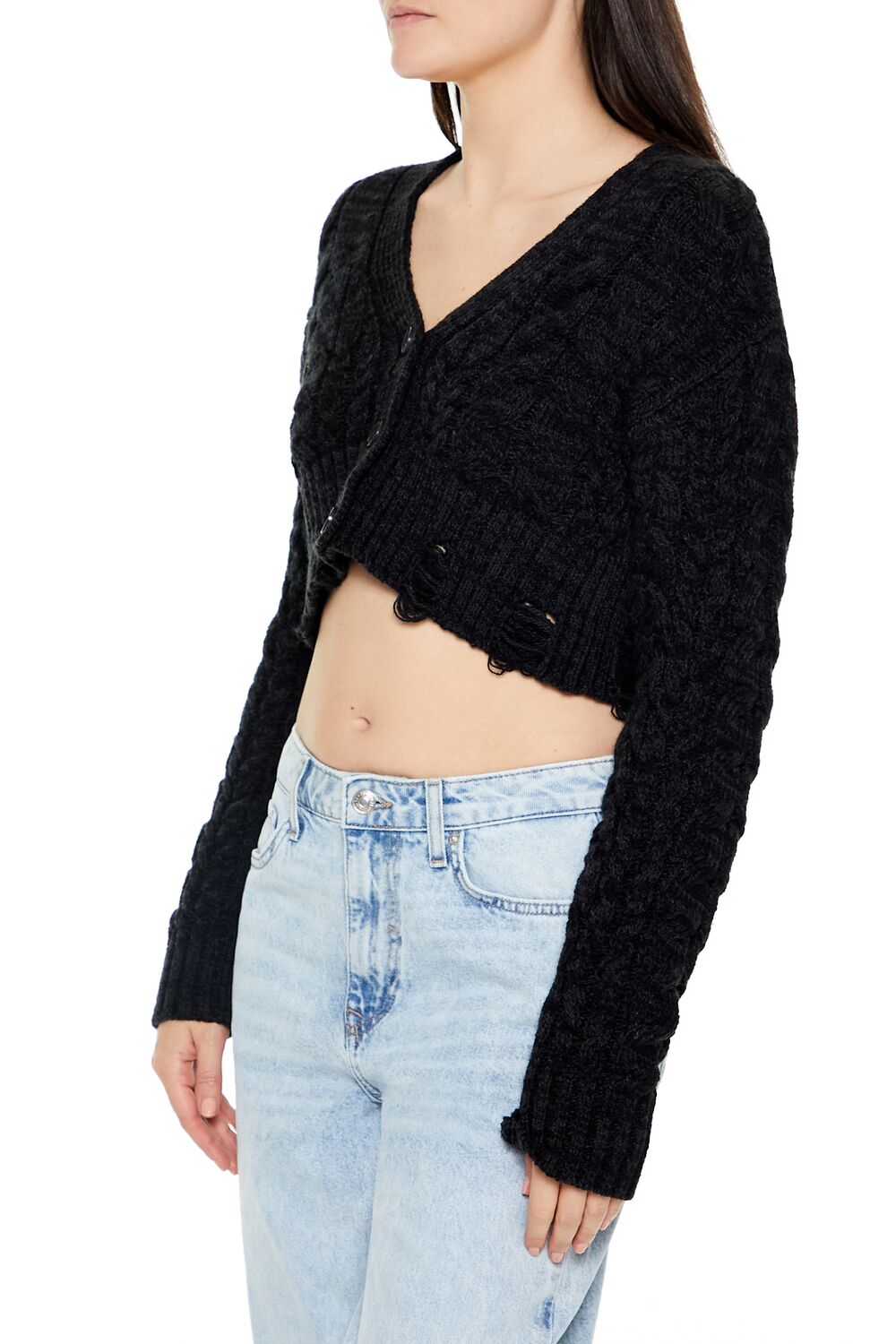Cable Knit Cropped Cardigan Sweater-Feelings Star