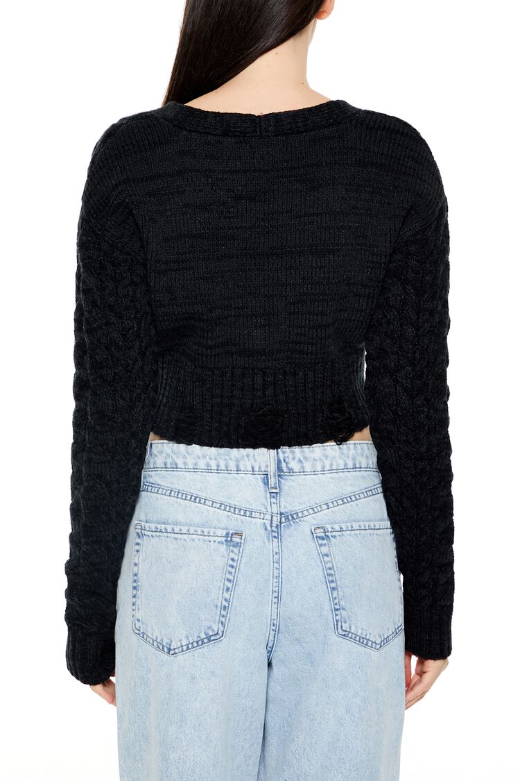 Cable Knit Cropped Cardigan Sweater-Feelings Star