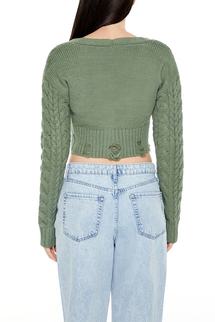 Cable Knit Cropped Cardigan Sweater-Feelings Star