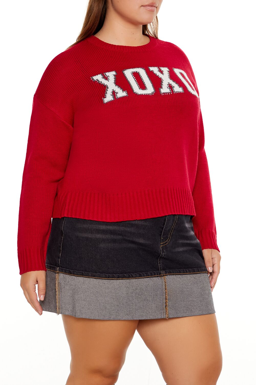 Plus Size XOXO Crew Sweater-Feelings Star