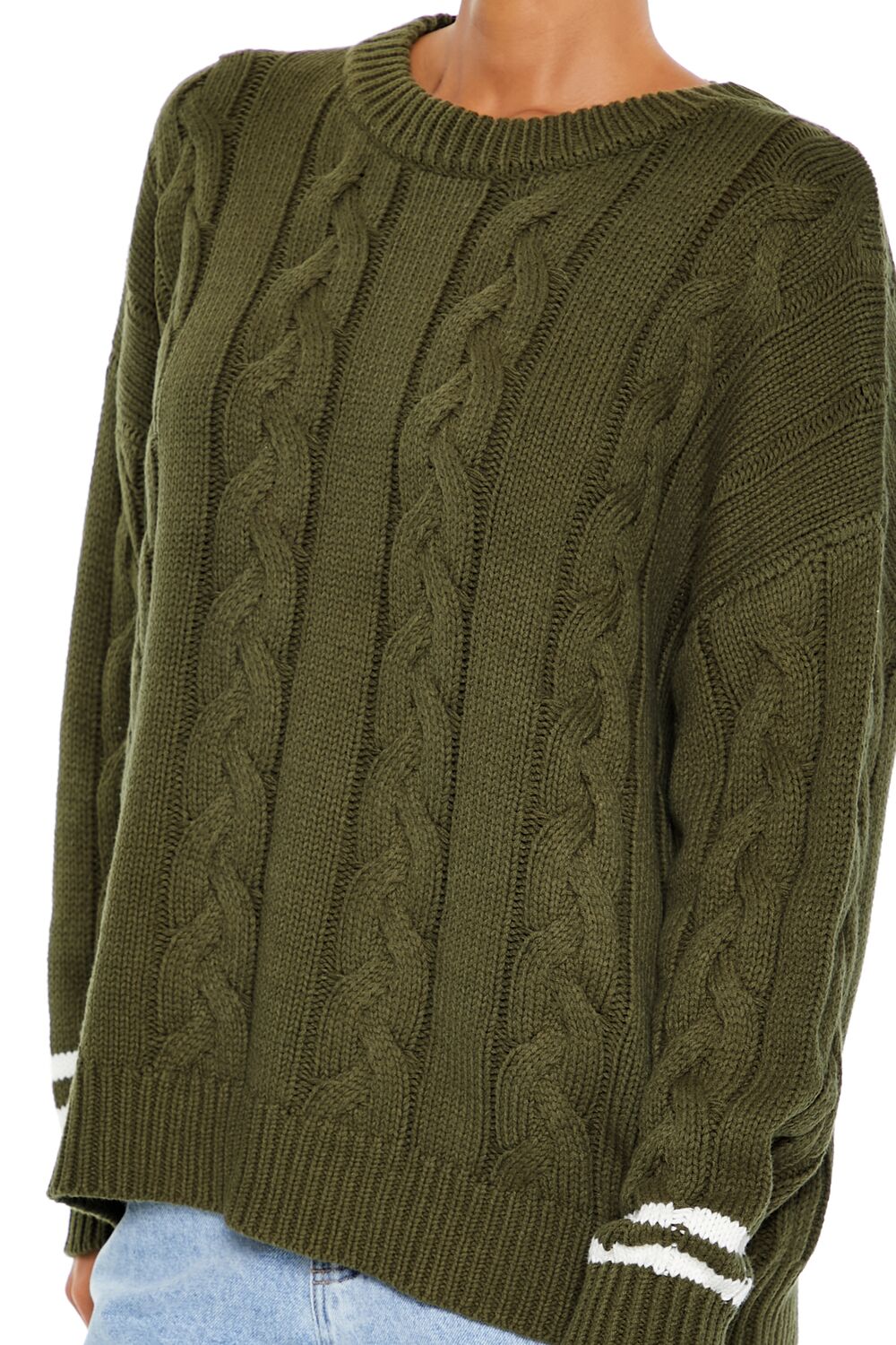 Varsity-Striped Cable Knit Sweater-Feelings Star