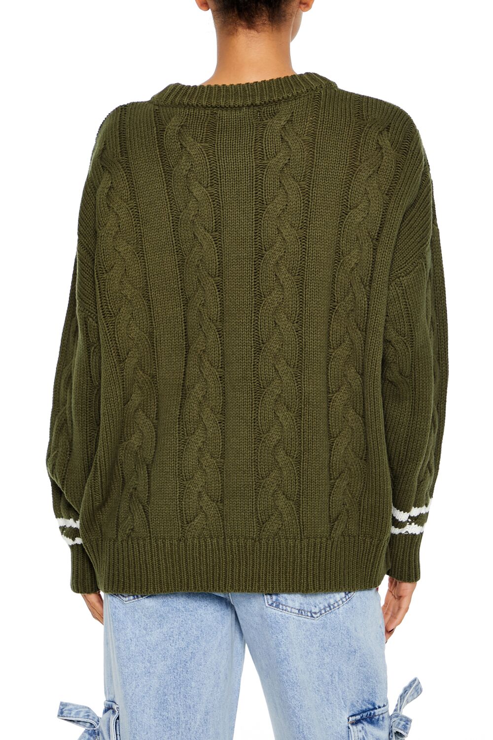 Varsity-Striped Cable Knit Sweater-Feelings Star