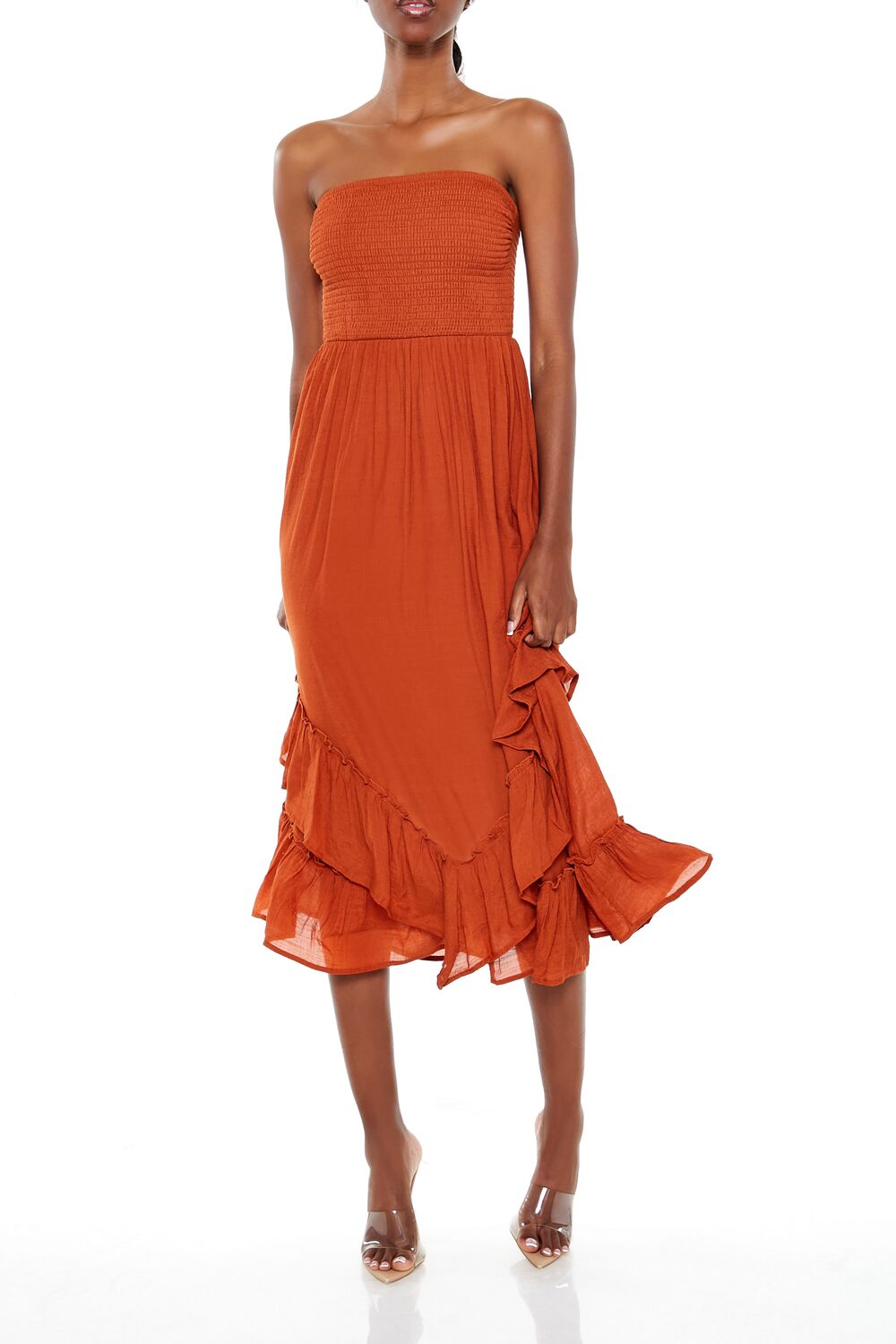 Strapless Layered Midi Dress-Feelings Star