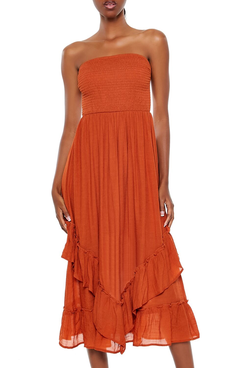 Strapless Layered Midi Dress-Feelings Star