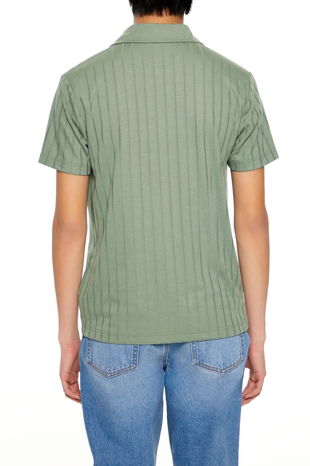 Striped Split-Neck Polo Shirt-Feelings Star