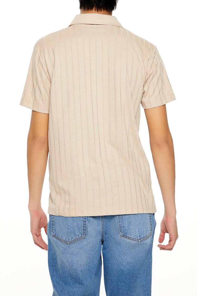 Striped Split-Neck Polo Shirt-Feelings Star