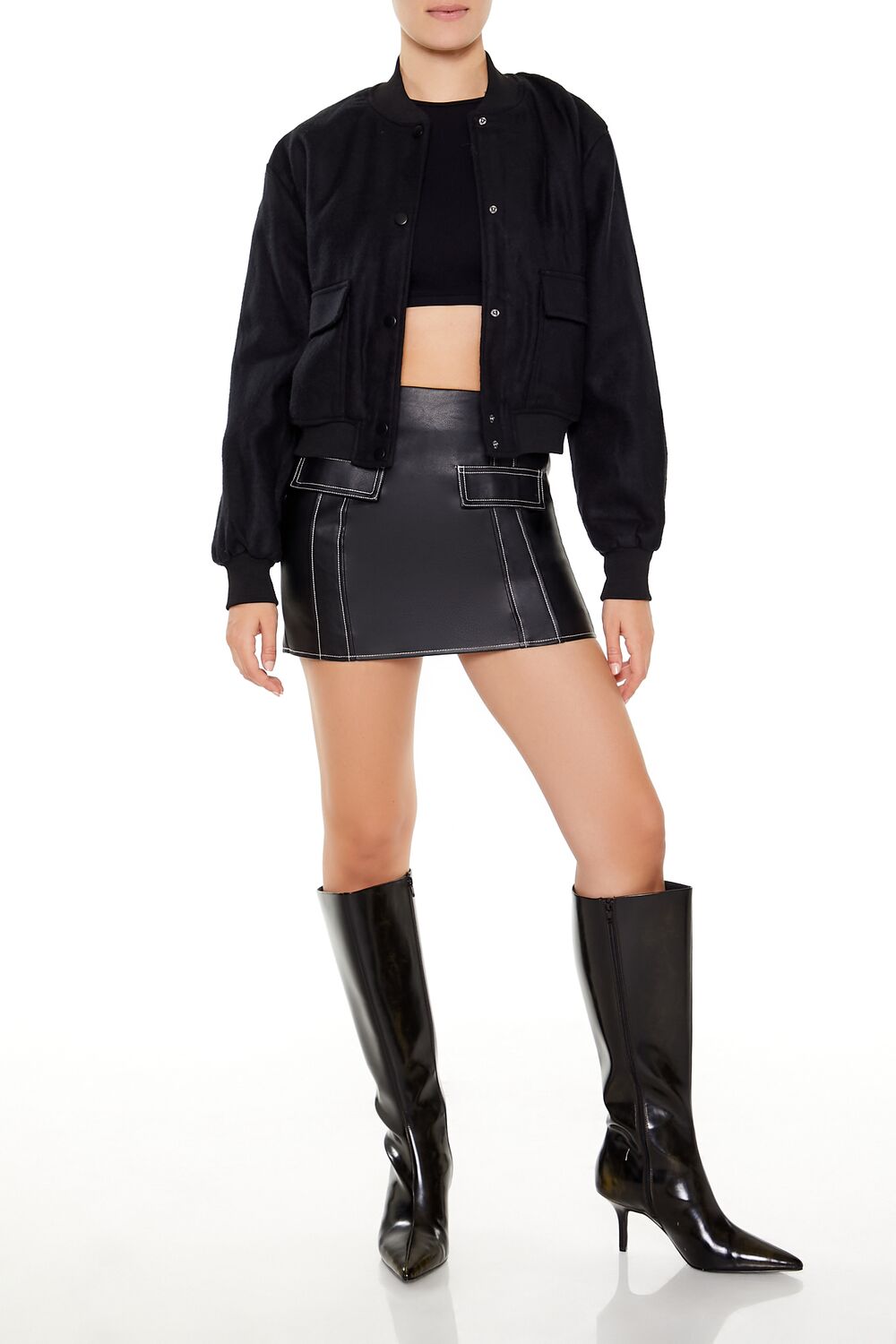 Button-Front Bomber Jacket-Feelings Star