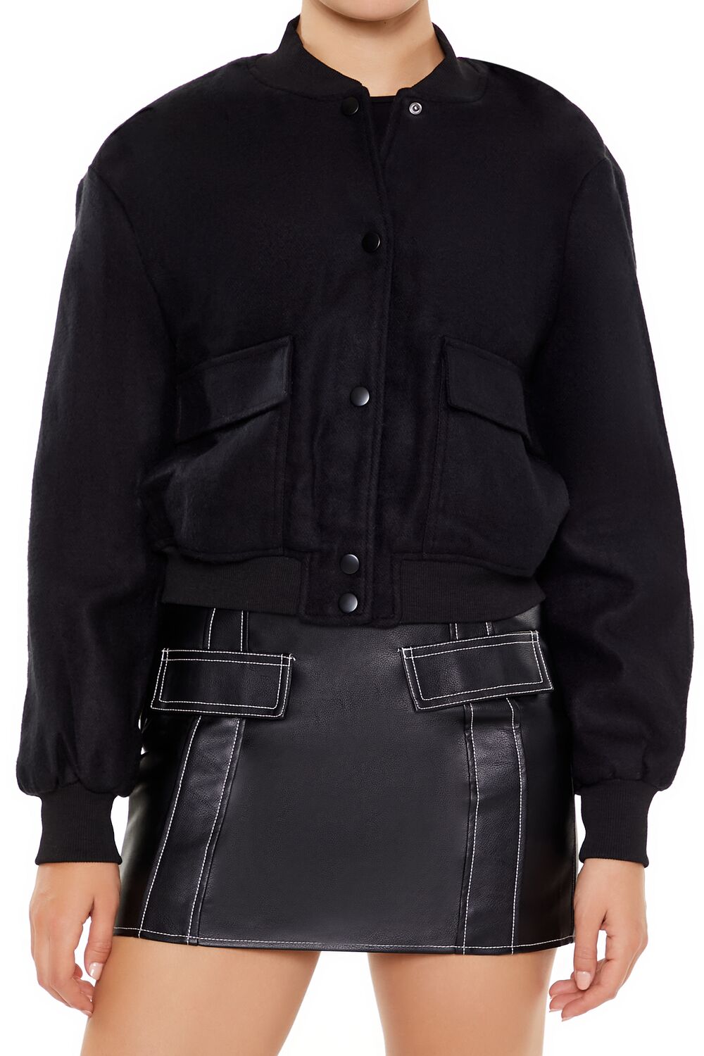 Button-Front Bomber Jacket-Feelings Star