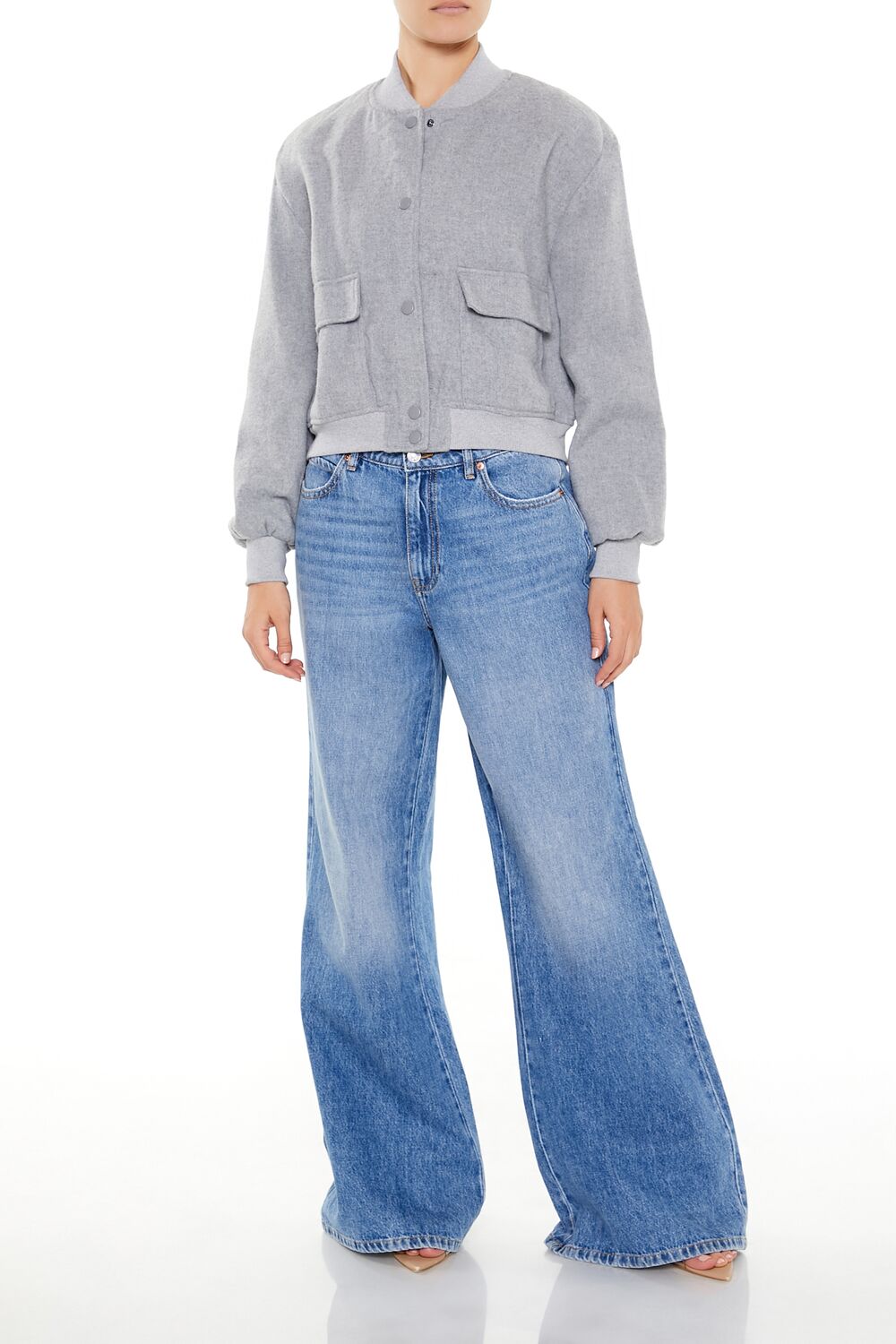 Button-Front Bomber Jacket-Feelings Star