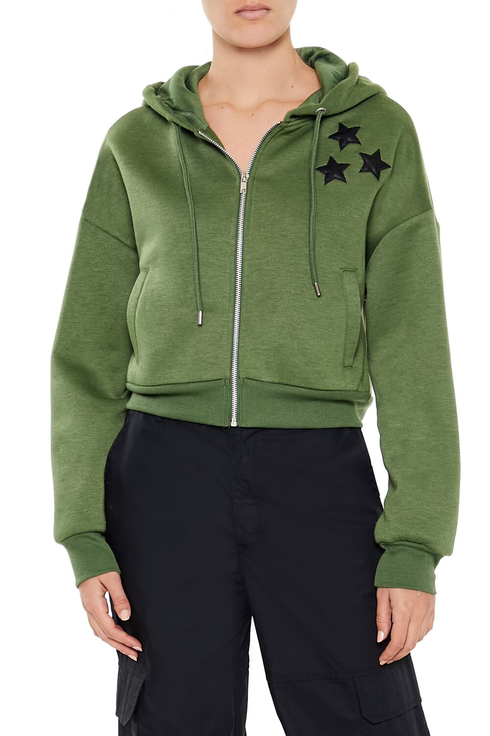 Star Patch Zip-Up Hoodie-Feelings Star