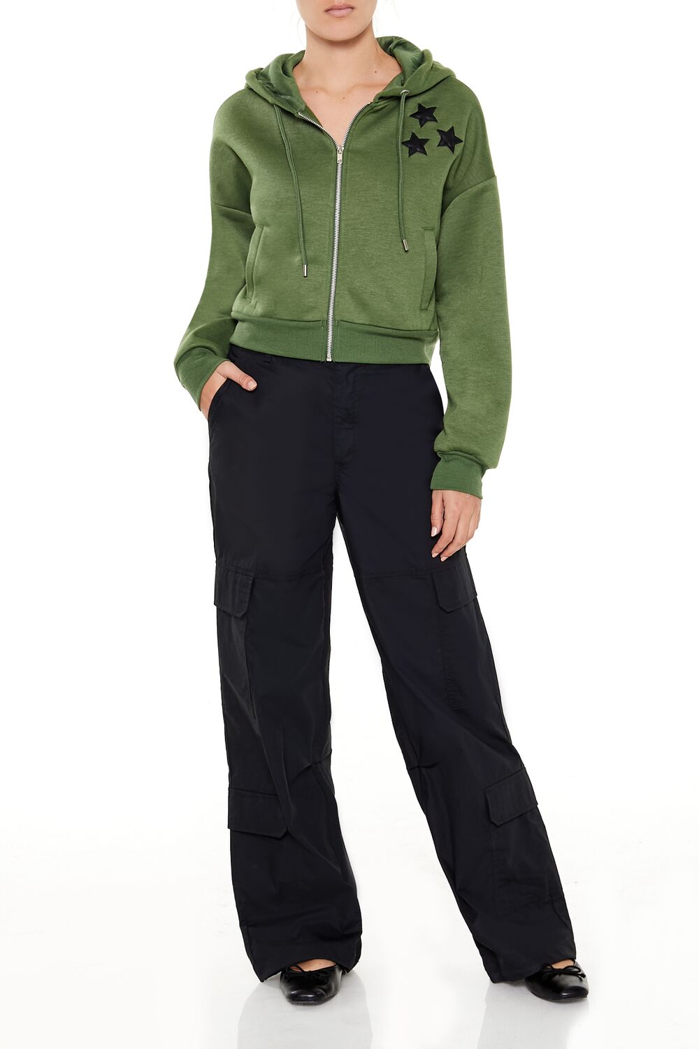 Star Patch Zip-Up Hoodie-Feelings Star