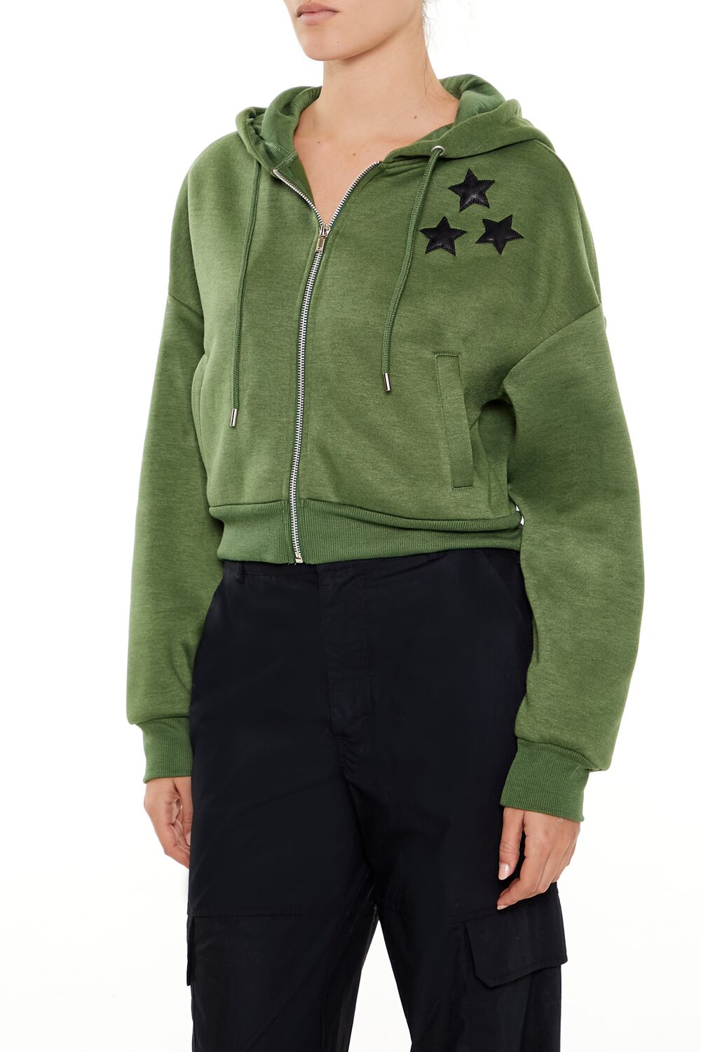 Star Patch Zip-Up Hoodie-Feelings Star