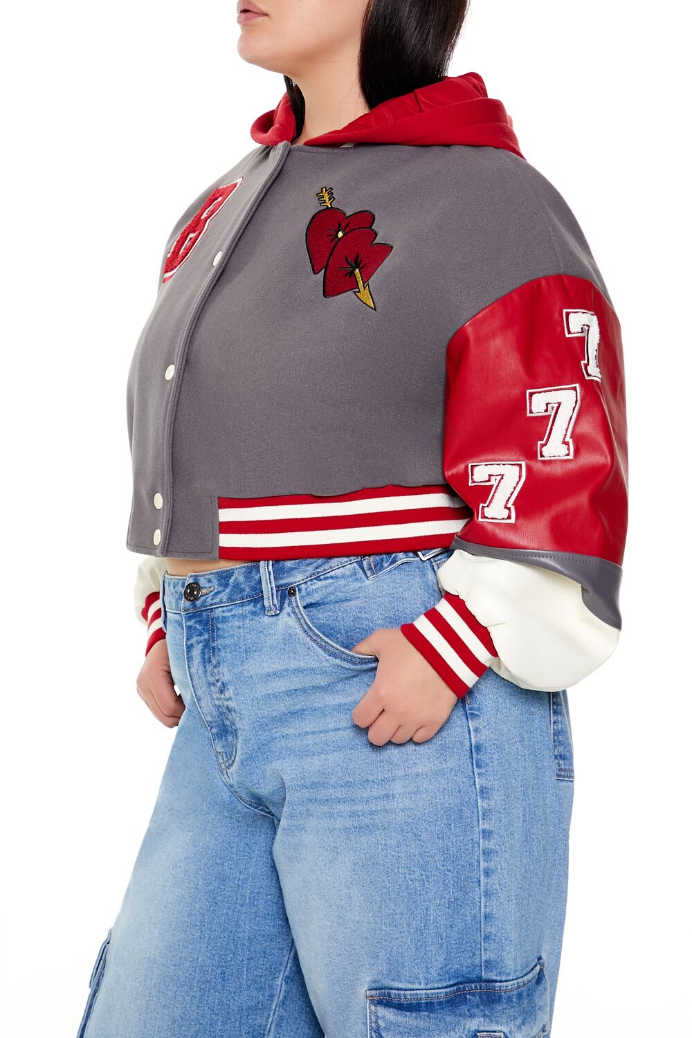 Plus Size Baby Girl Varsity Jacket-Feelings Star