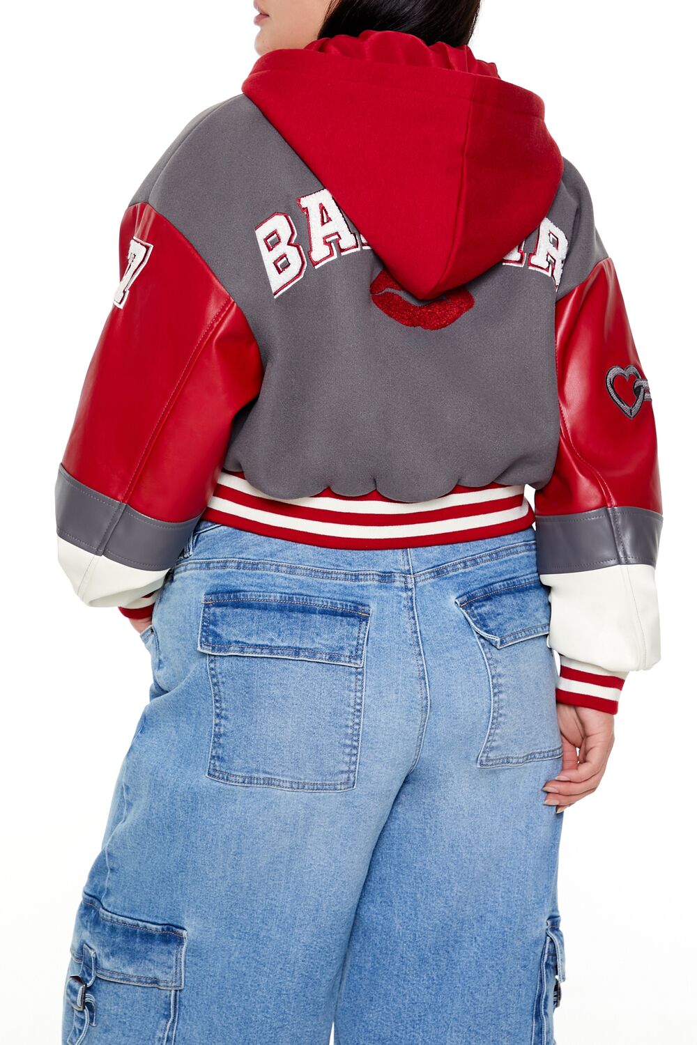Plus Size Baby Girl Varsity Jacket-Feelings Star