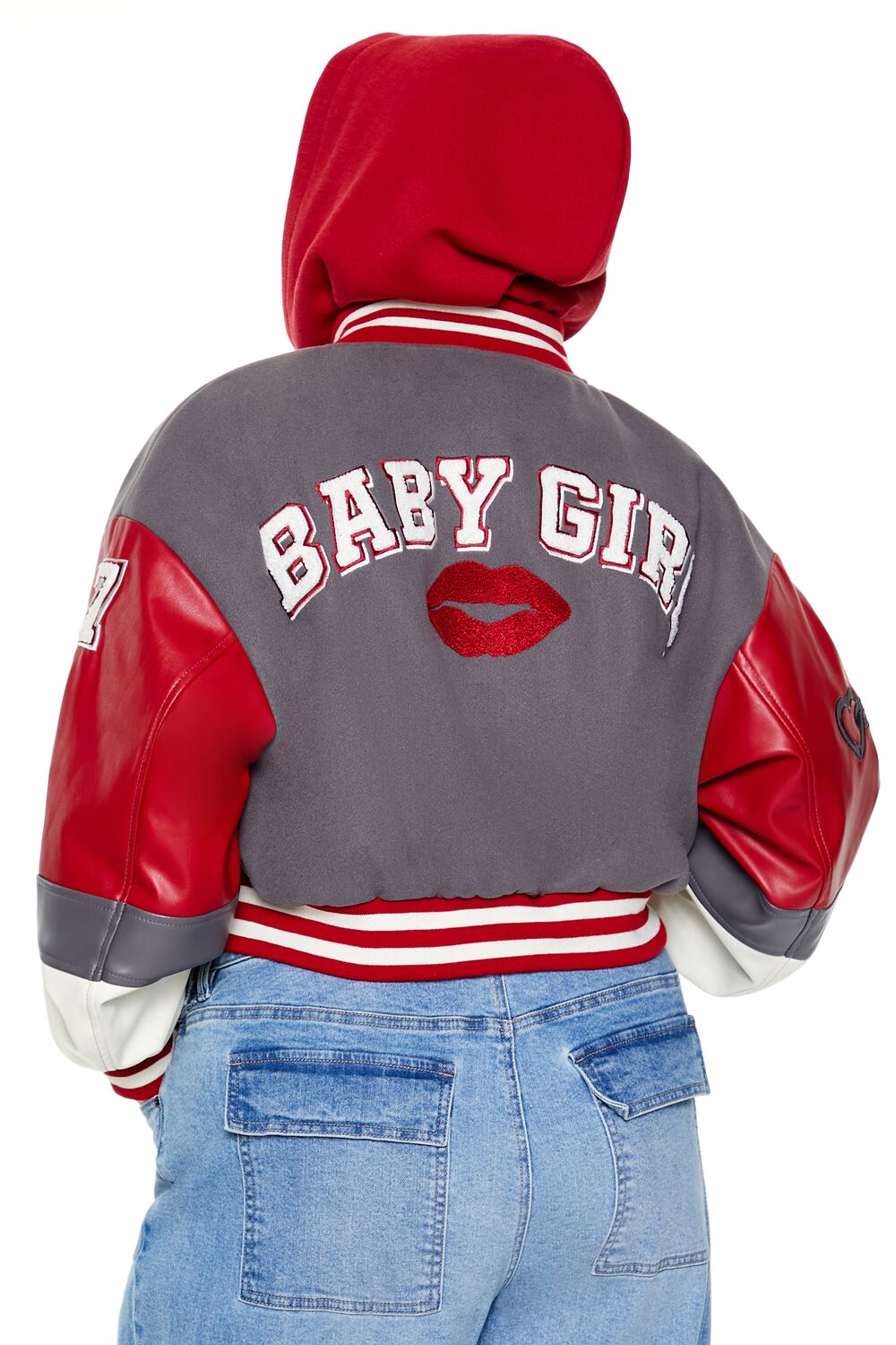 Plus Size Baby Girl Varsity Jacket-Feelings Star
