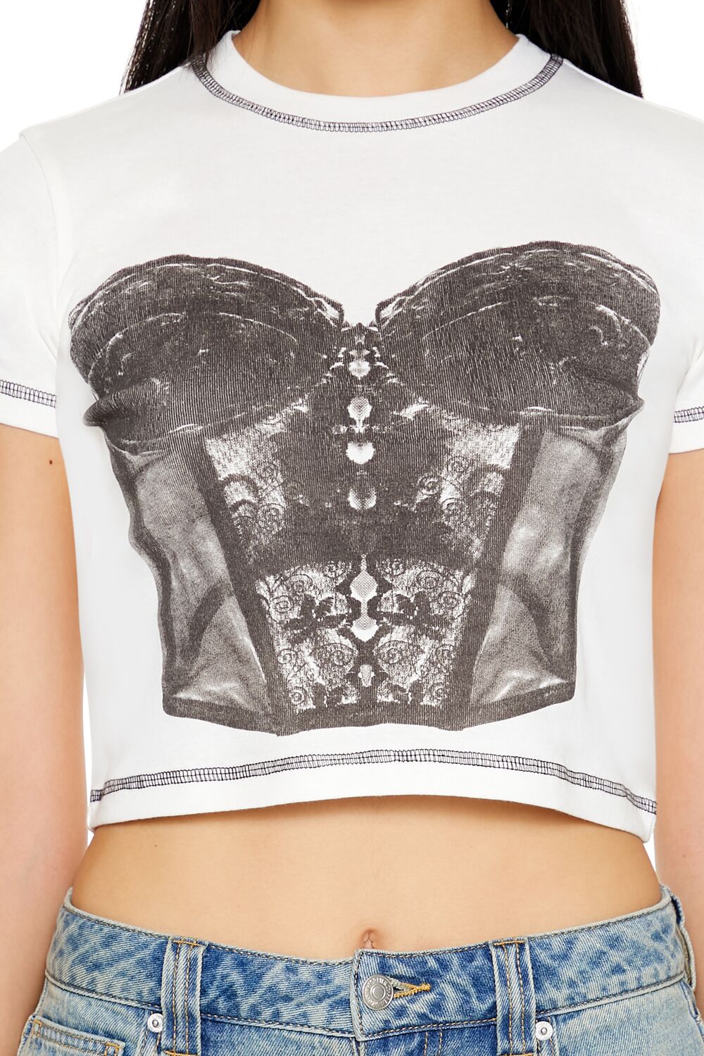 Bustier Graphic Baby Tee-Feelings Star
