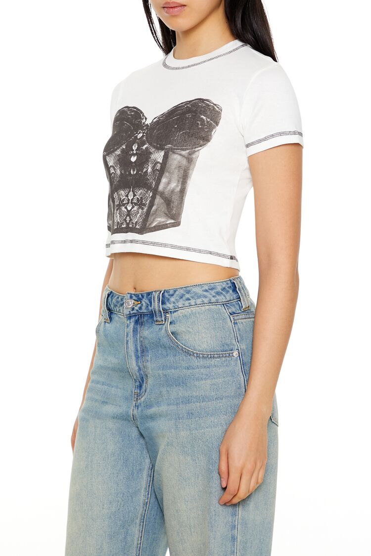 Bustier Graphic Baby Tee-Feelings Star
