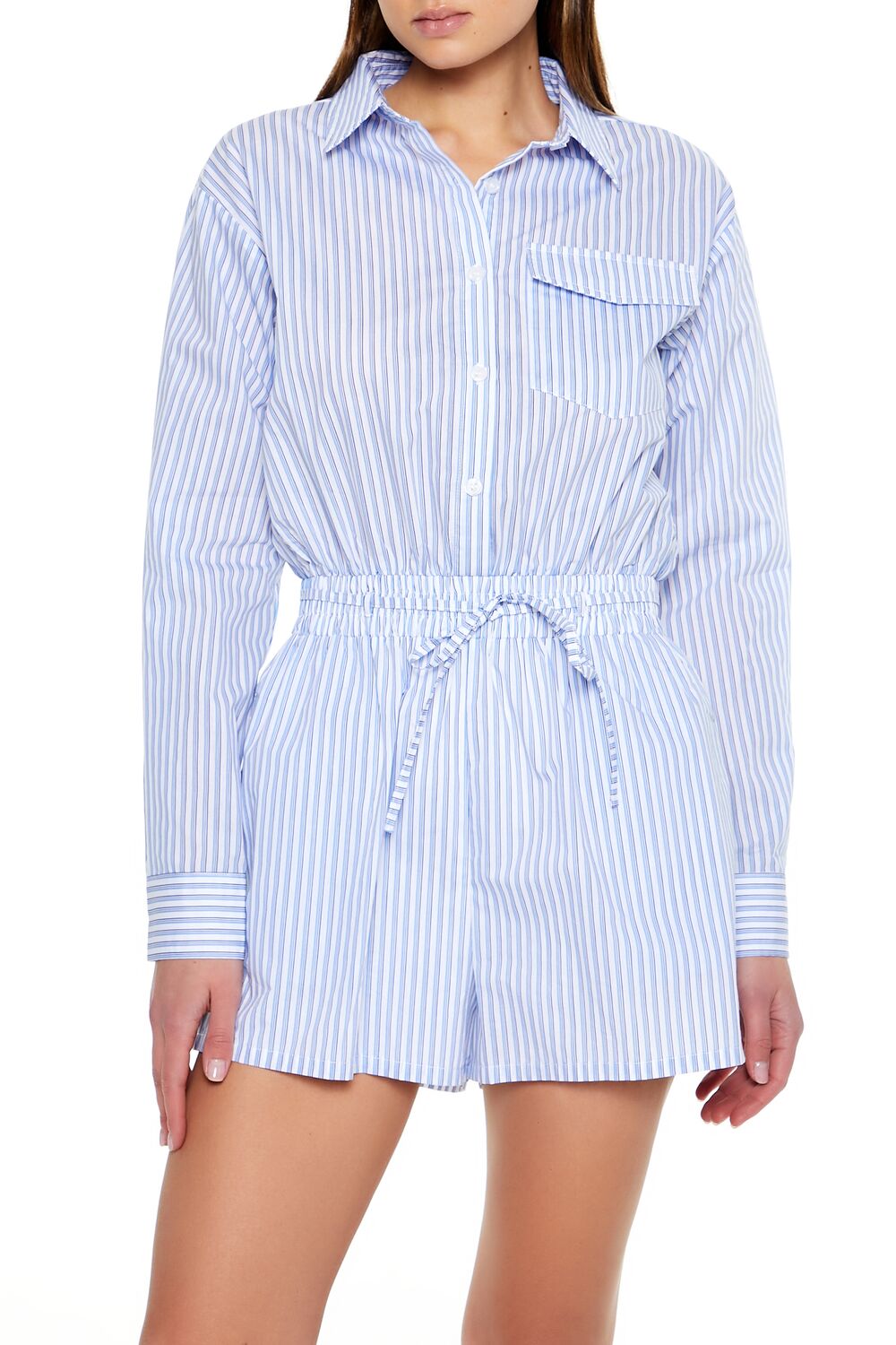 Striped Shirt Romper-Feelings Star