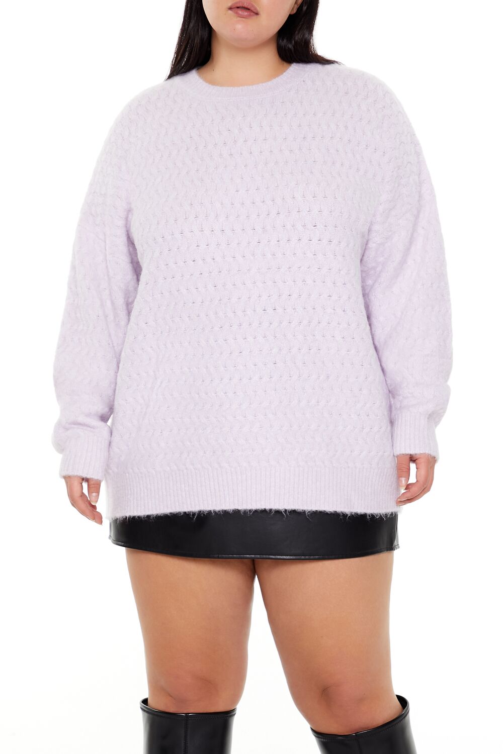 Plus Size Textured Drop-Sleeve Sweater-Feelings Star