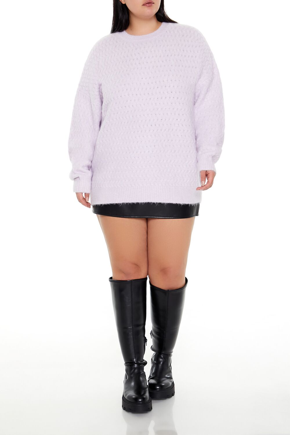 Plus Size Textured Drop-Sleeve Sweater-Feelings Star