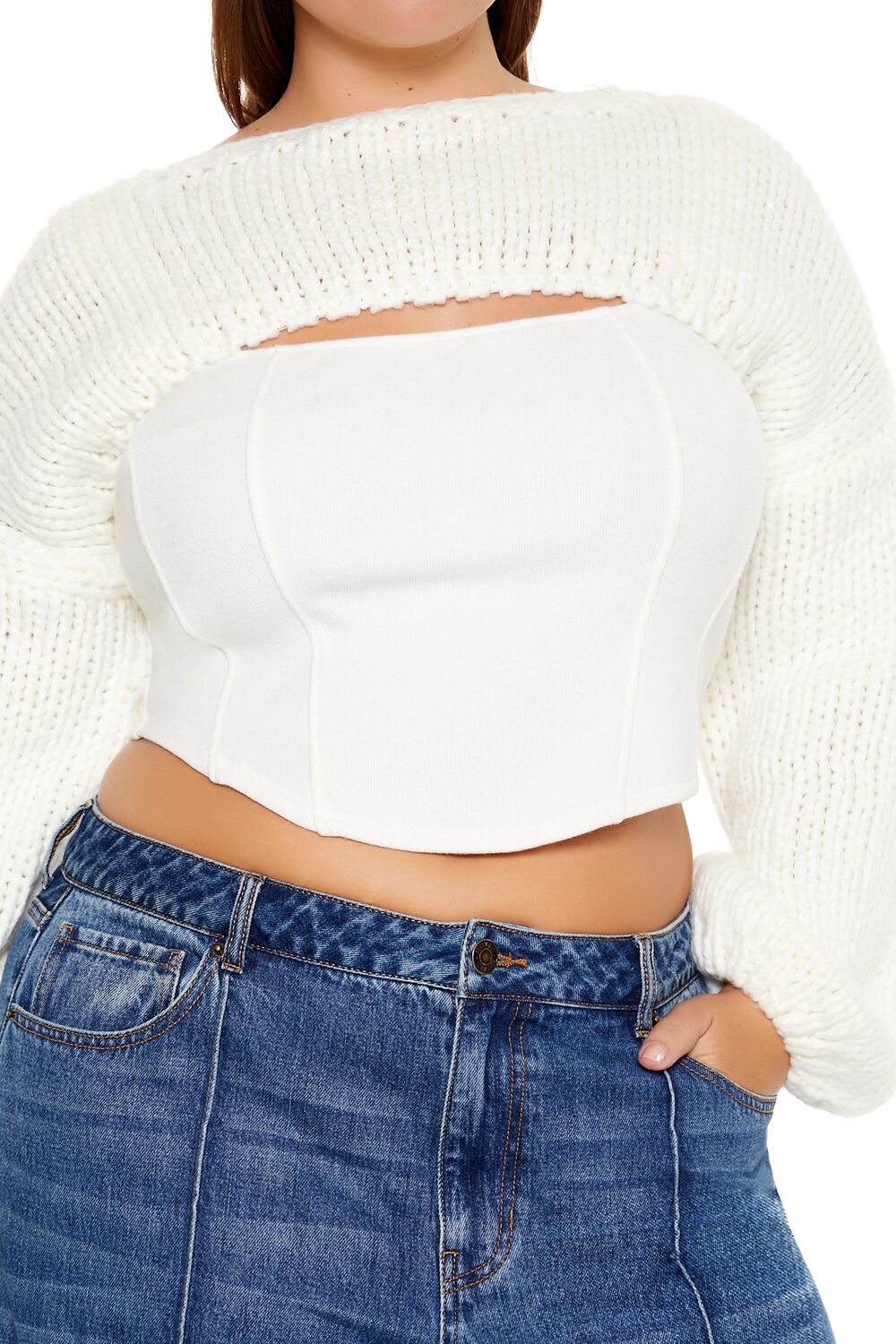 Plus Size Bolero Shrug Sweater-Feelings Star