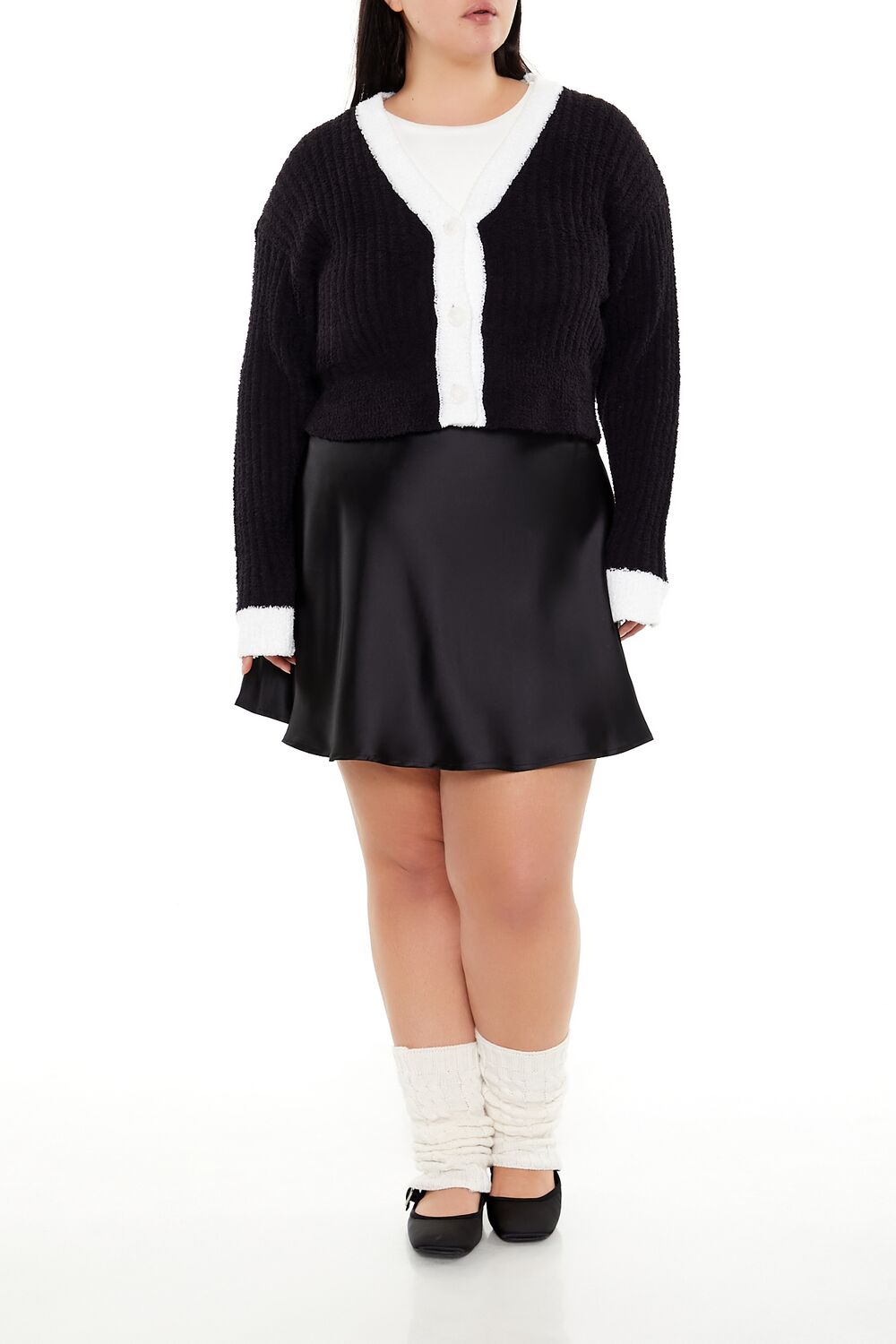 Plus Size Two-Tone Cardigan Sweater-Feelings Star