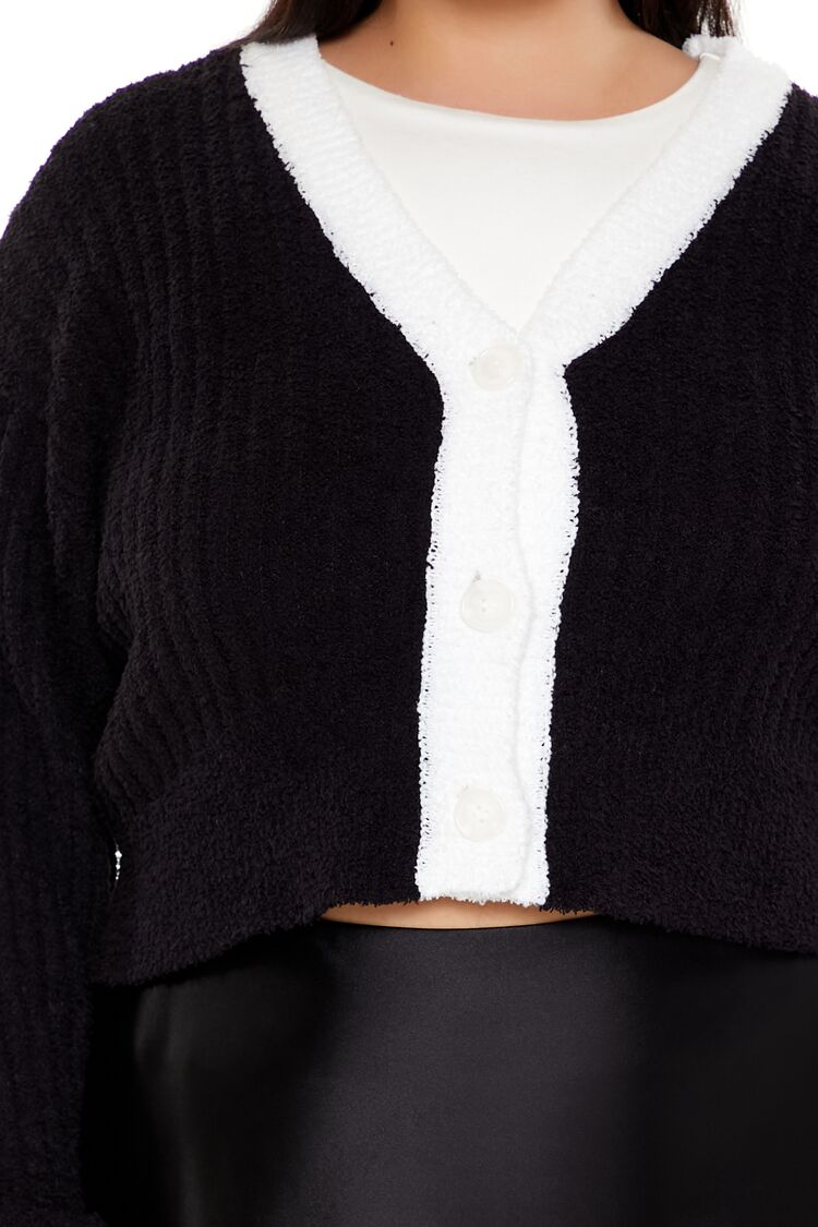 Plus Size Two-Tone Cardigan Sweater-Feelings Star