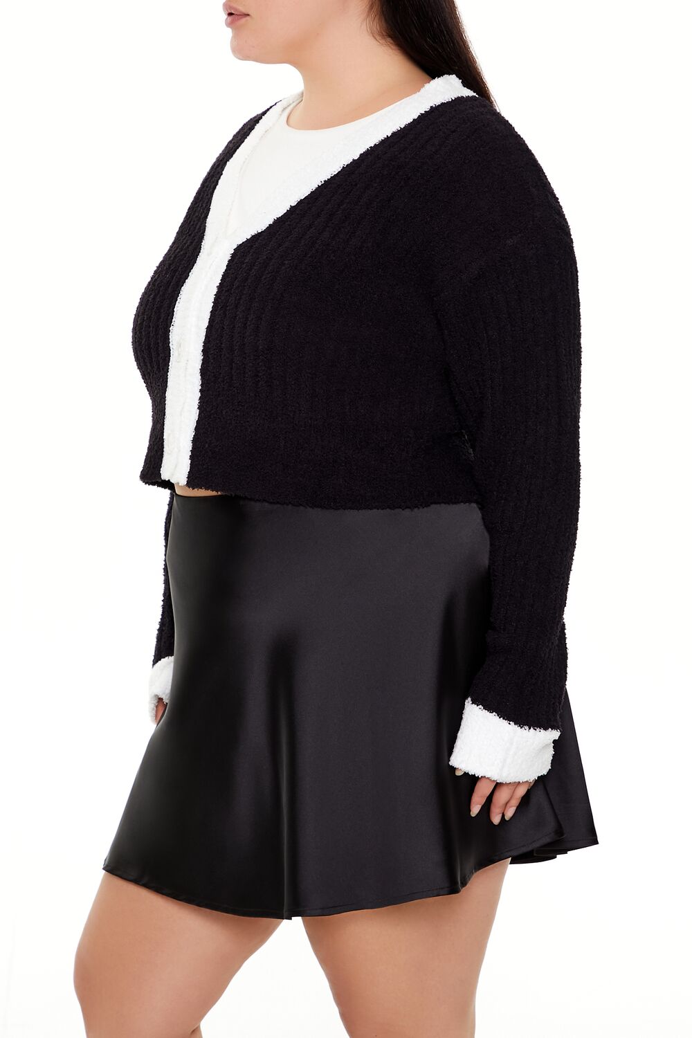 Plus Size Two-Tone Cardigan Sweater-Feelings Star