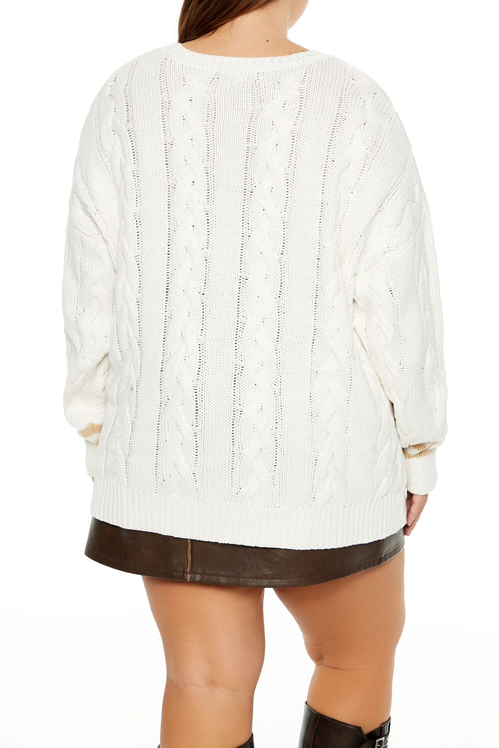 Plus Size Cable Knit Sweater-Feelings Star