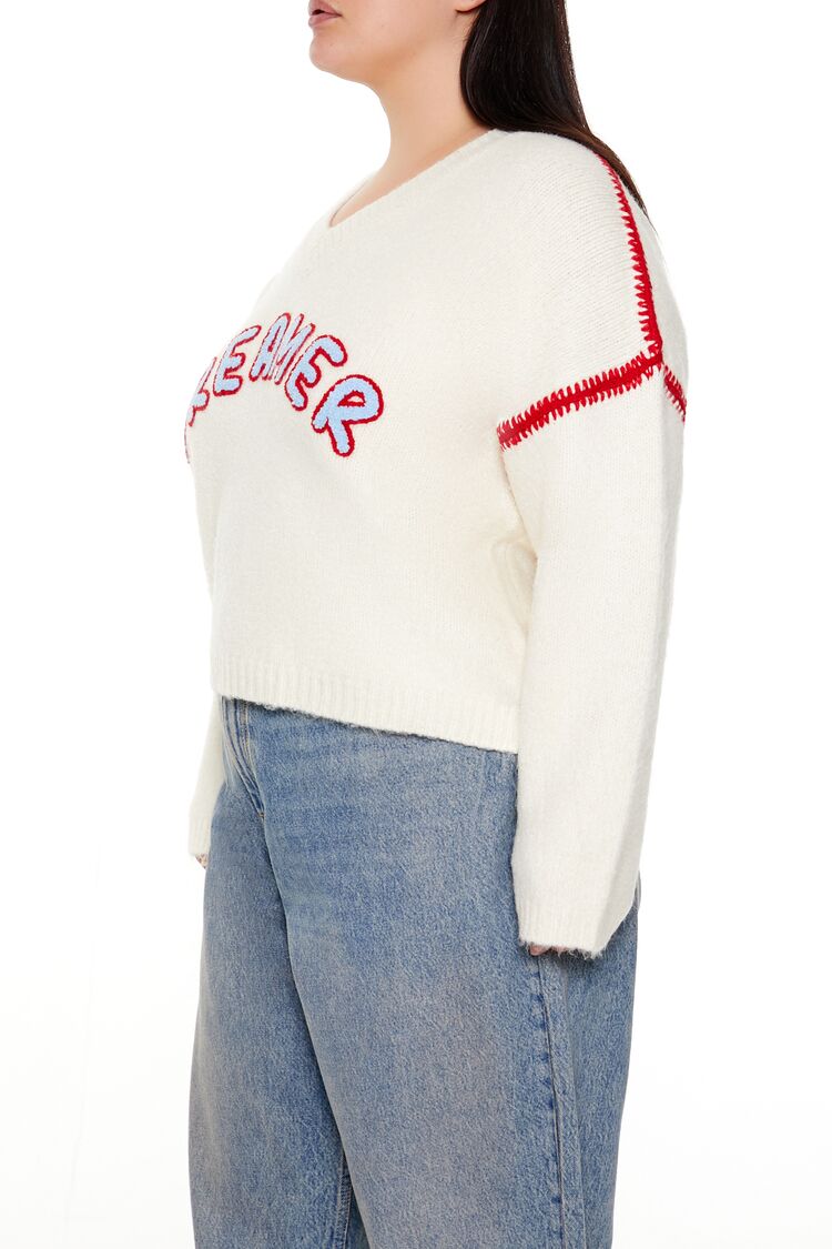 Plus Size Dreamer Fuzzy Knit Sweater-Feelings Star