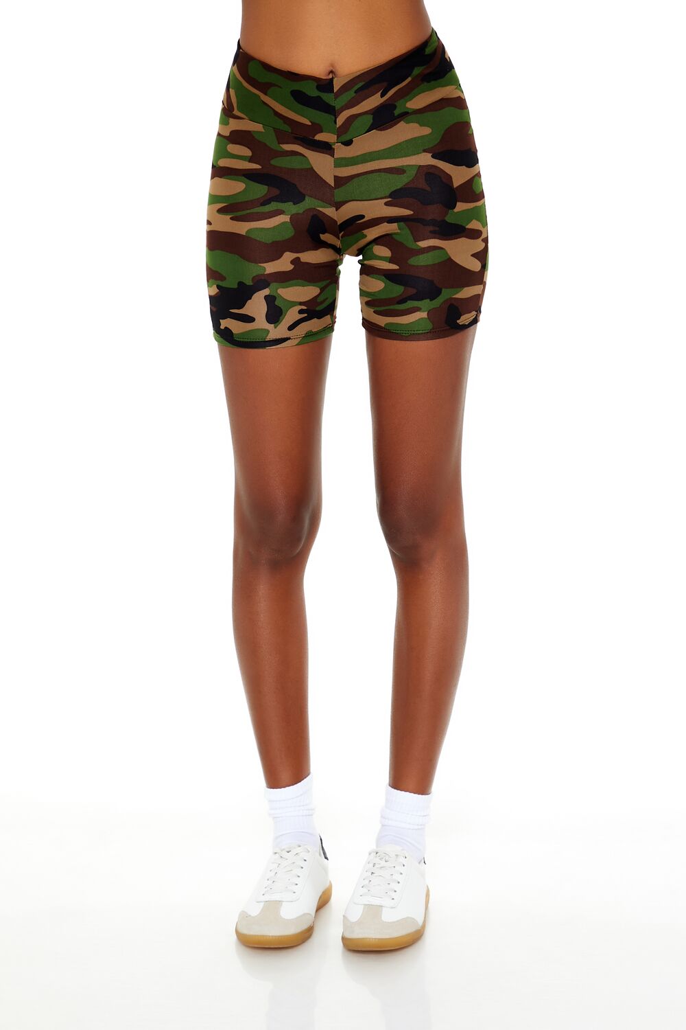 Camo Print Biker Shorts-Feelings Star