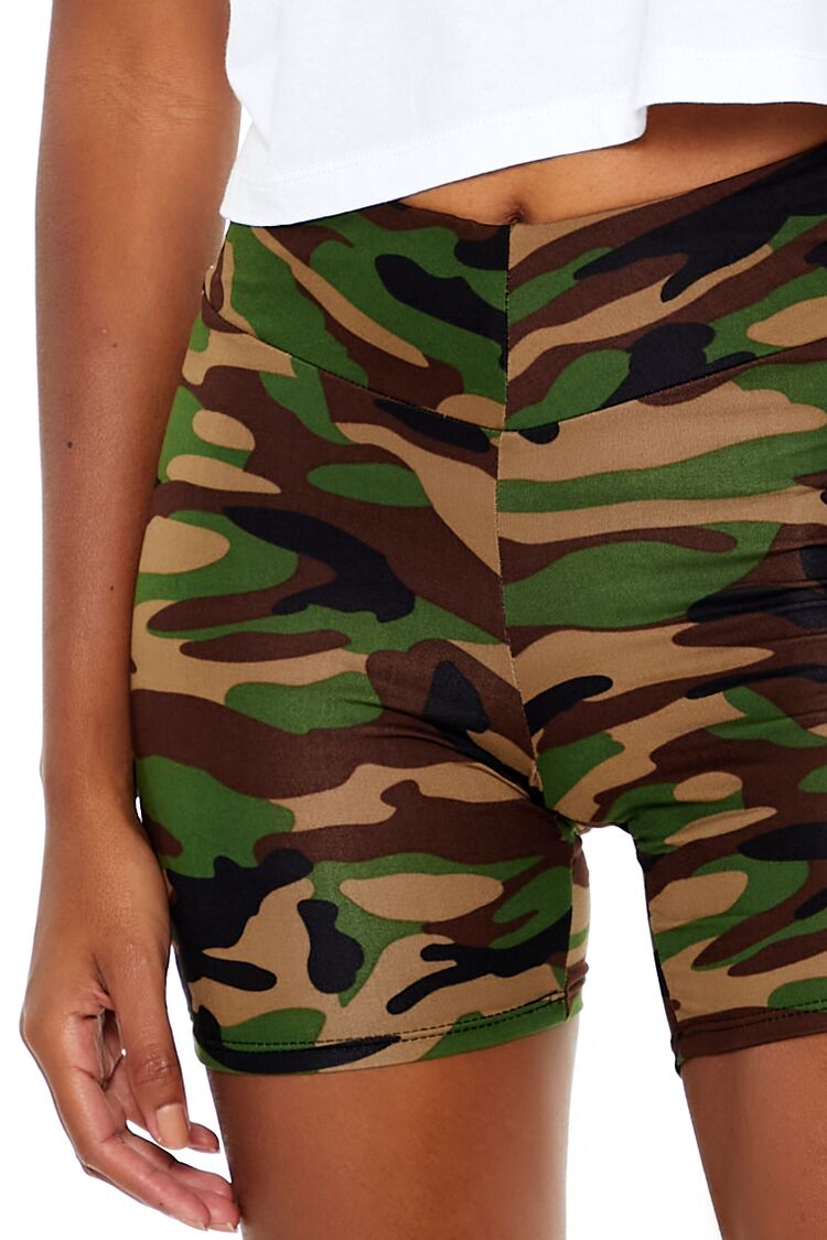 Camo Print Biker Shorts-Feelings Star