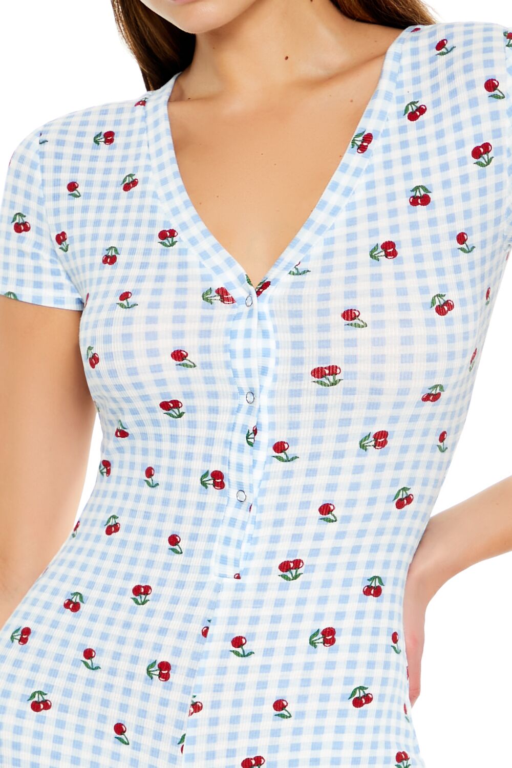 Gingham Cherry Pajama Romper-Feelings Star