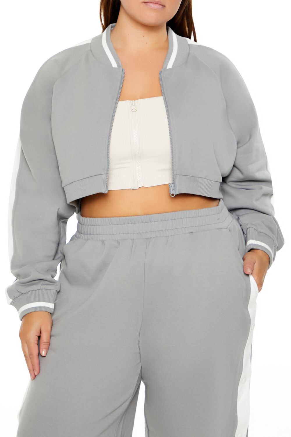 Plus Size Active Striped Jacket-Feelings Star