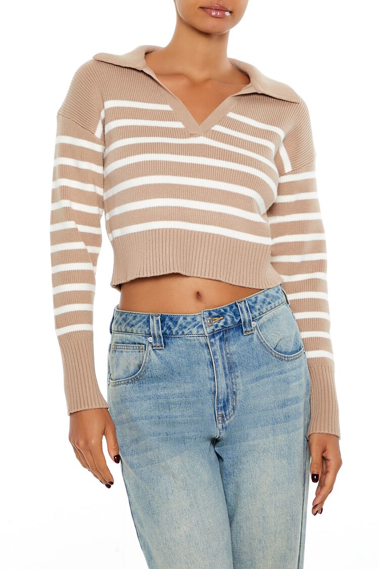 Striped Cropped Sweater-Feelings Star