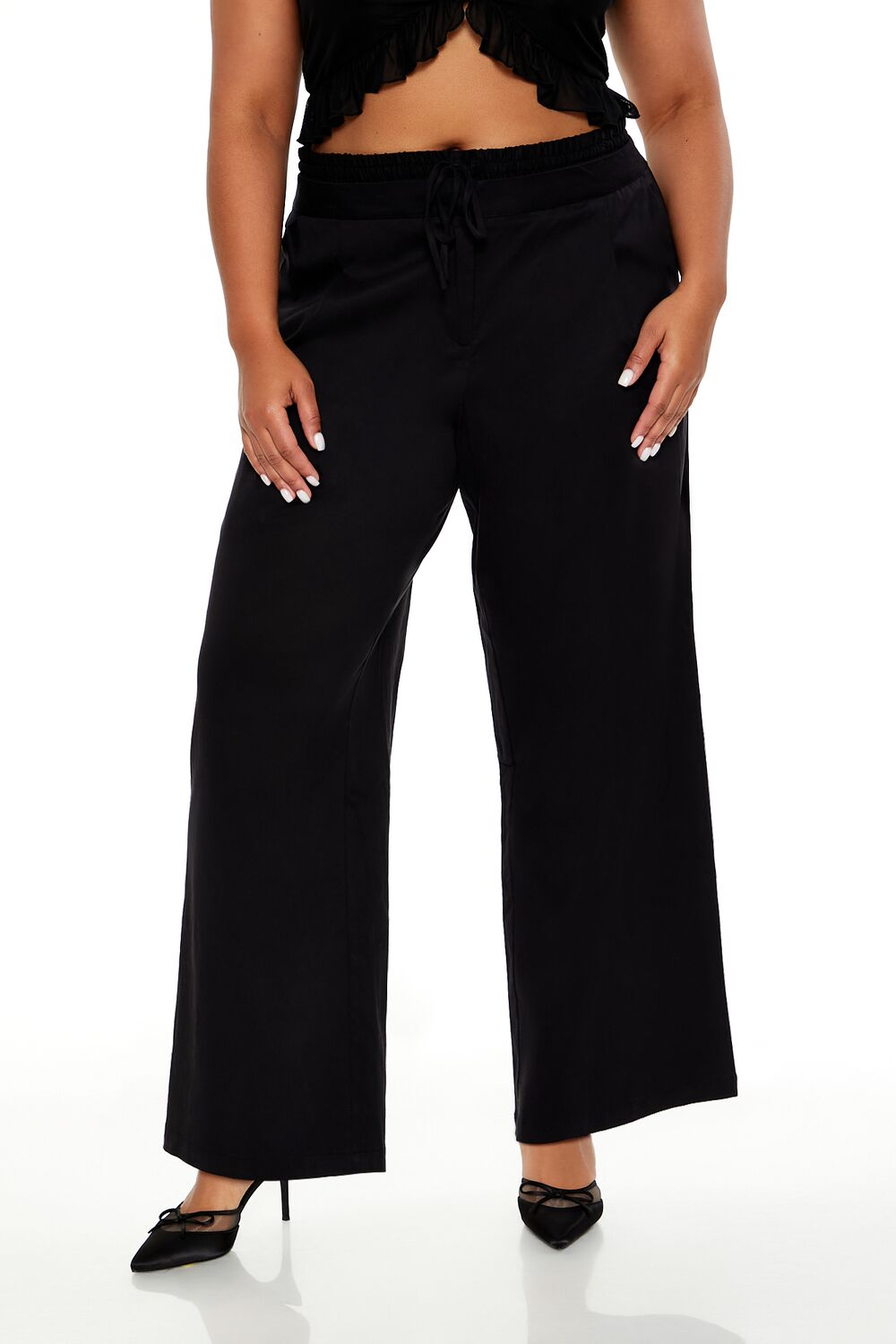 Plus Size Drawstring Straight Pants-Feelings Star