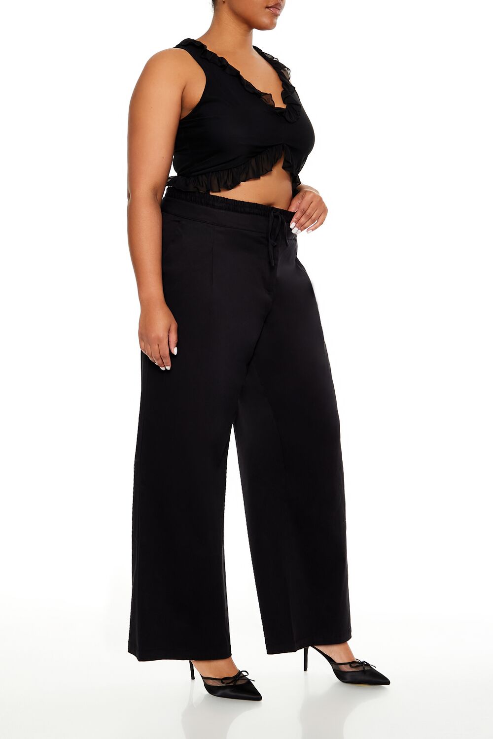 Plus Size Drawstring Straight Pants-Feelings Star
