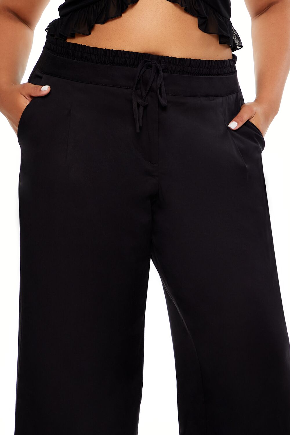 Plus Size Drawstring Straight Pants-Feelings Star