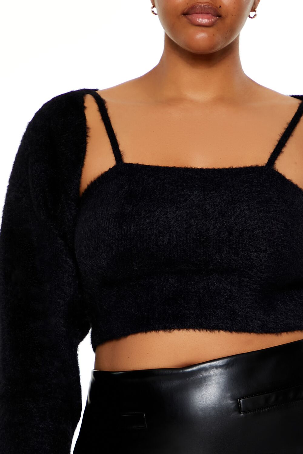 Plus Size Cardigan Shrug Sweater & Cami Set-Feelings Star