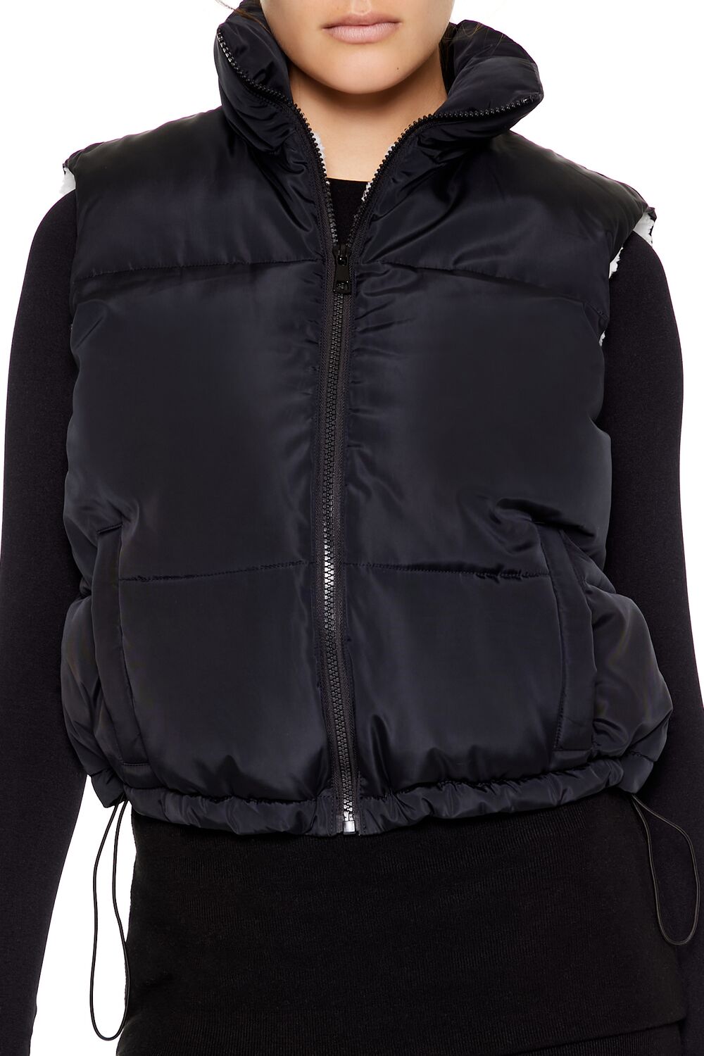 Toggle Drawstring Cropped Vest-Feelings Star