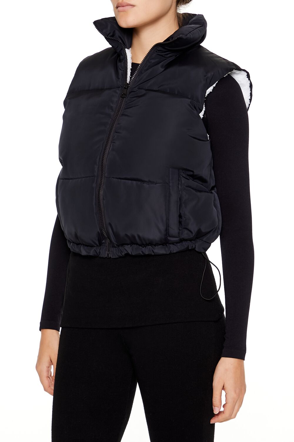 Toggle Drawstring Cropped Vest-Feelings Star