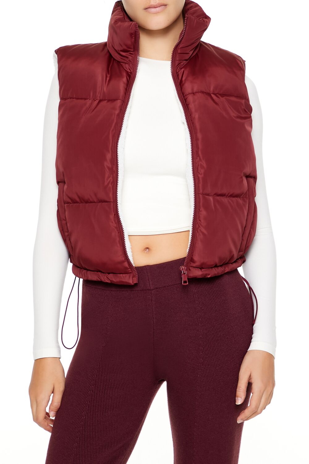Toggle Drawstring Cropped Vest-Feelings Star