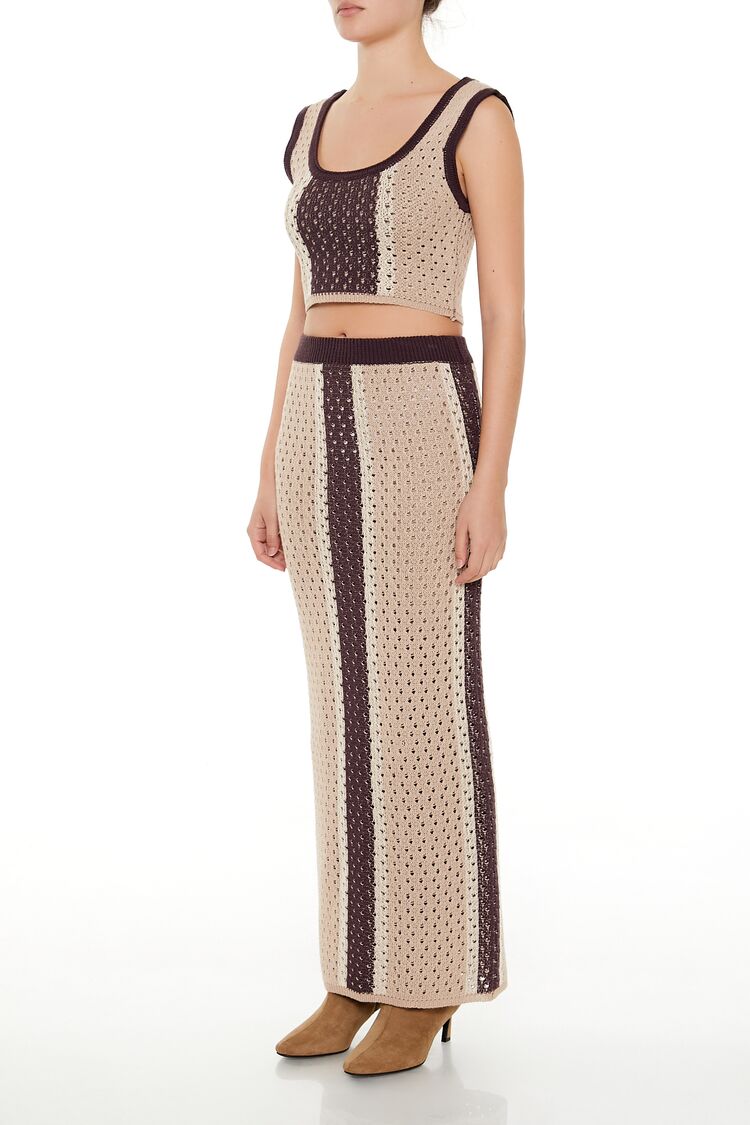 Striped Crochet Tank Top & Skirt Set-Feelings Star