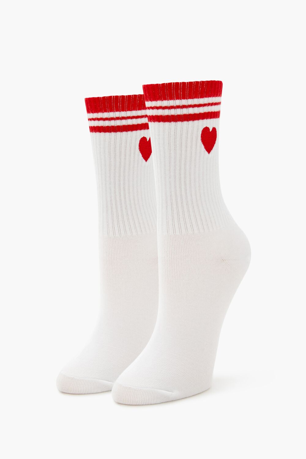 Varsity-Striped Heart Crew Socks-Feelings Star
