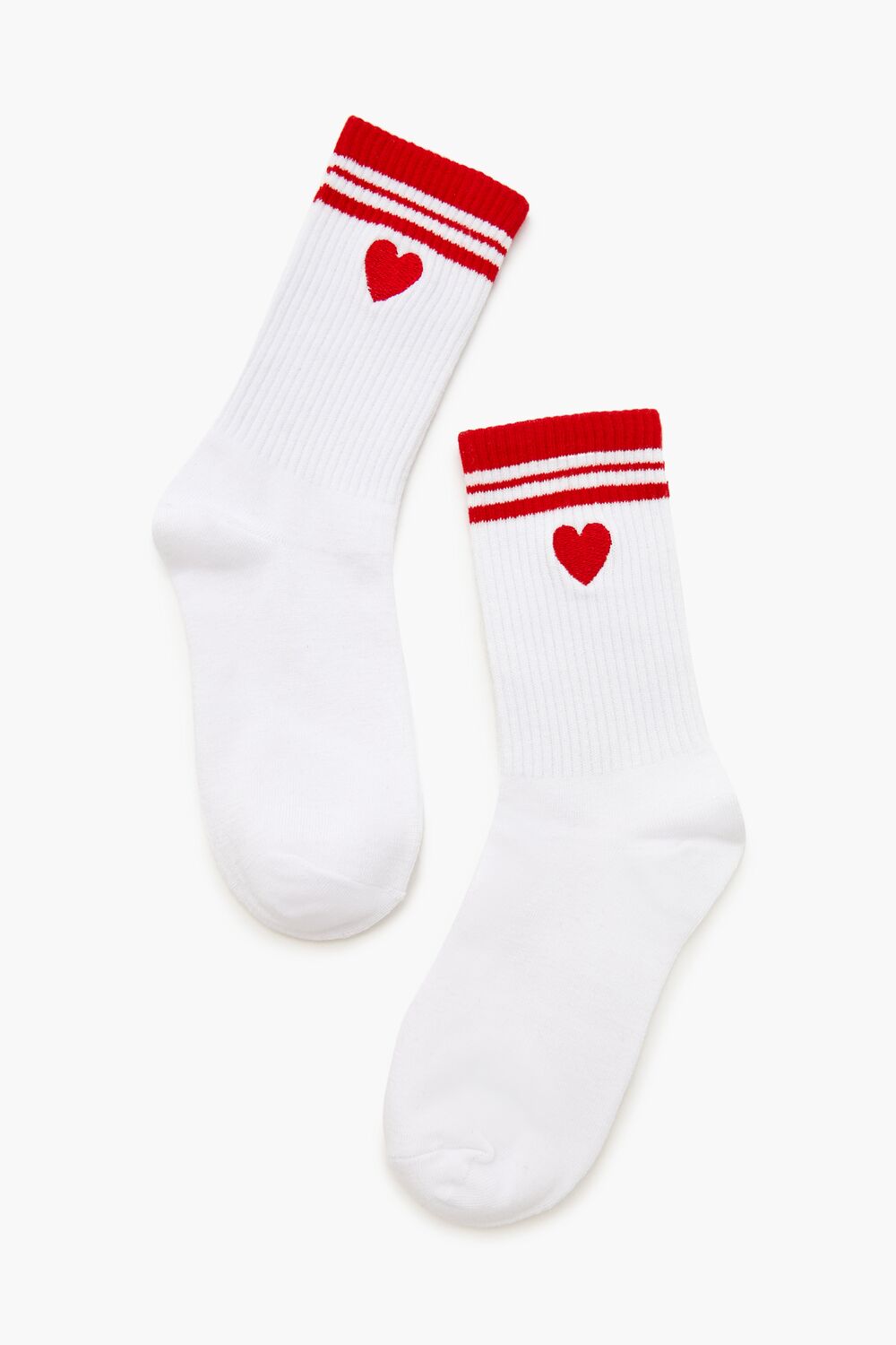 Varsity-Striped Heart Crew Socks-Feelings Star