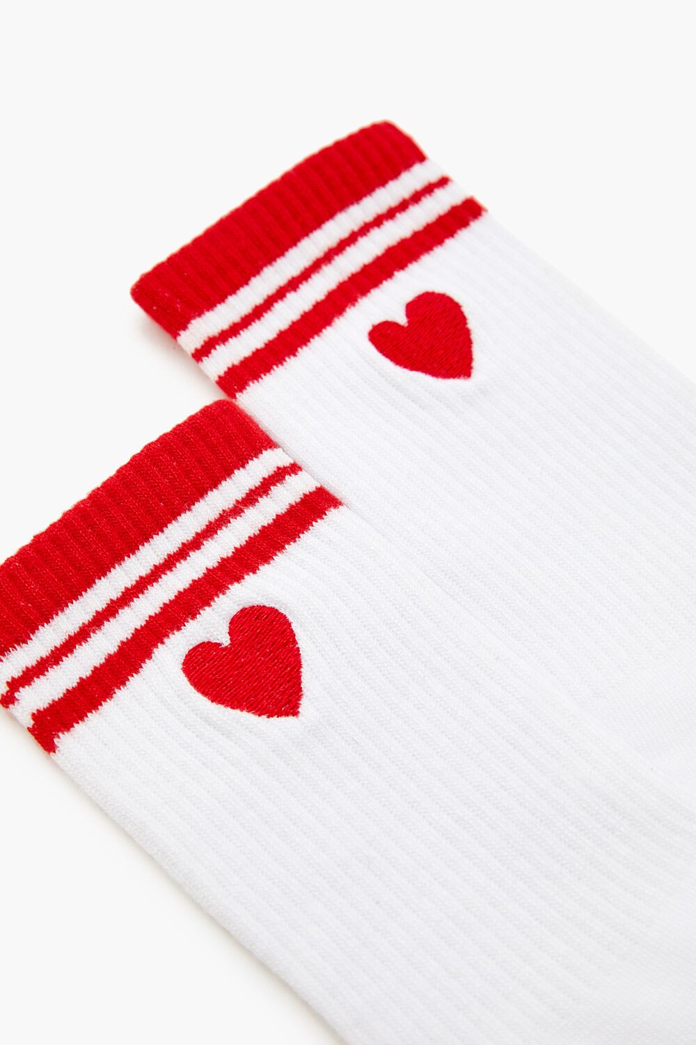 Varsity-Striped Heart Crew Socks-Feelings Star